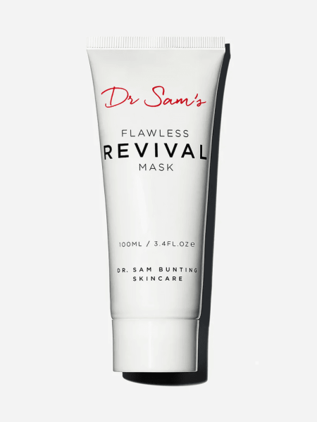Flawless Revival Mask in branded white tube with cap on light gray background